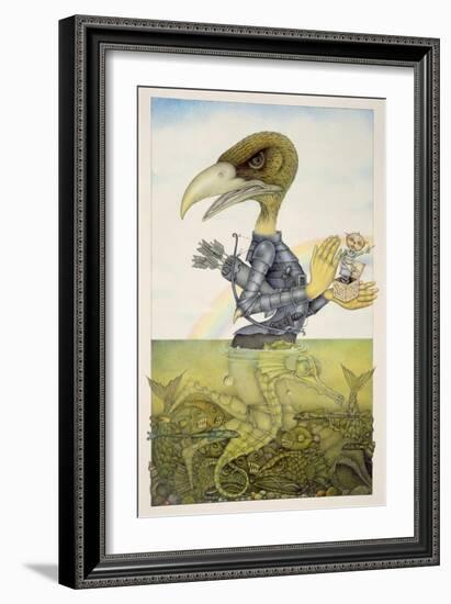 Bird in Armour on Sea Horse-Wayne Anderson-Framed Giclee Print