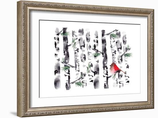 Bird in Birch-Sara Berrenson-Framed Premium Giclee Print