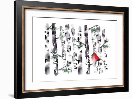 Bird in Birch-Sara Berrenson-Framed Premium Giclee Print