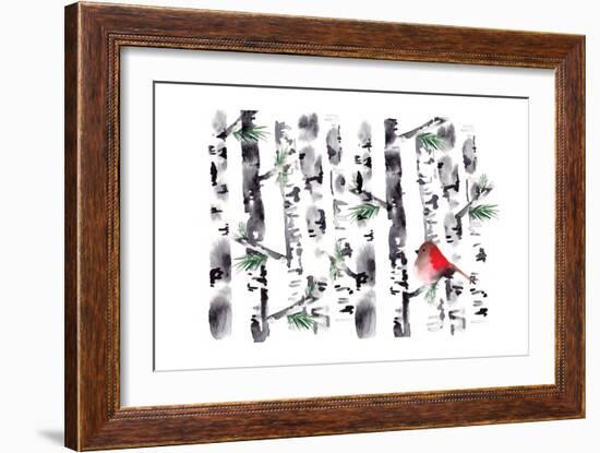 Bird in Birch-Sara Berrenson-Framed Art Print