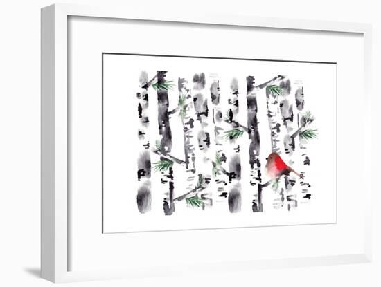 Bird in Birch-Sara Berrenson-Framed Art Print