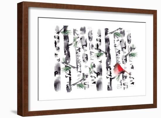 Bird in Birch-Sara Berrenson-Framed Art Print