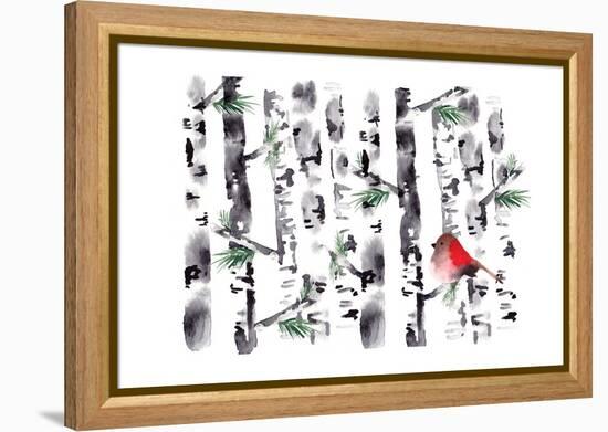 Bird in Birch-Sara Berrenson-Framed Stretched Canvas