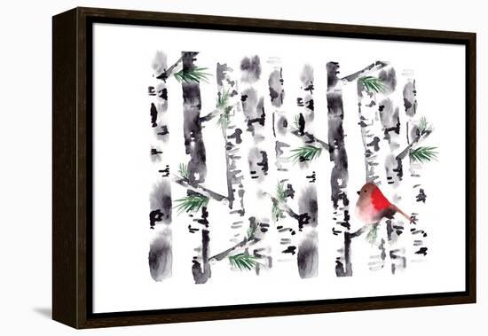 Bird in Birch-Sara Berrenson-Framed Stretched Canvas