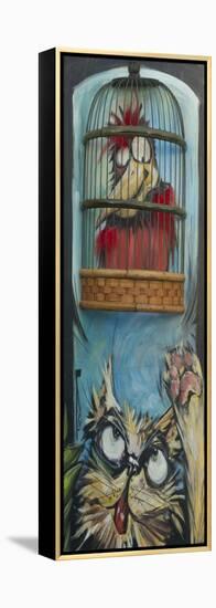 Bird in Cage with Cat-Tim Nyberg-Framed Premier Image Canvas