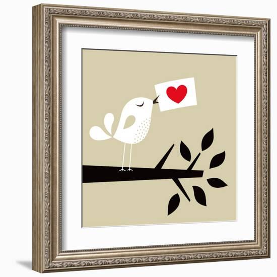 Bird Love Card-vector-RGB-Framed Art Print