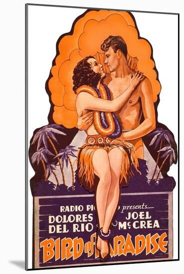 Bird of Paradise, Dolores Del Rio, Joel McCrea on die cut display, 1932-null-Mounted Art Print