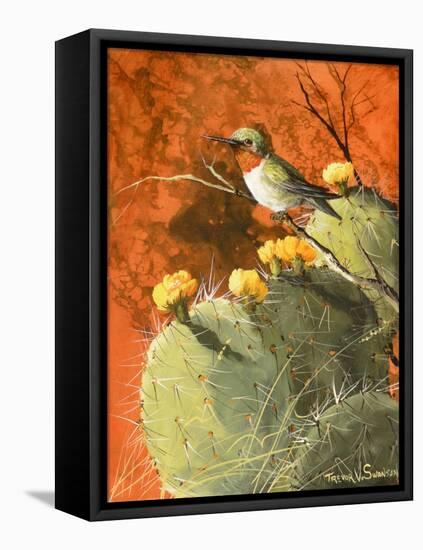 Bird on a Cactus-Trevor V. Swanson-Framed Premier Image Canvas