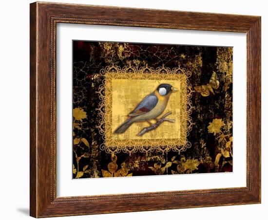 Bird on Black Background-Maria Rytova-Framed Giclee Print