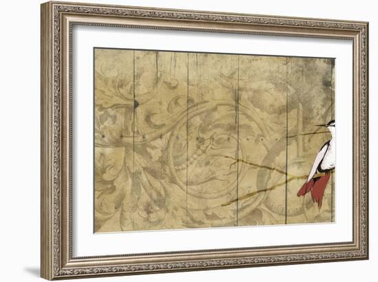 Bird on branch Horizontal 2-Jace Grey-Framed Art Print