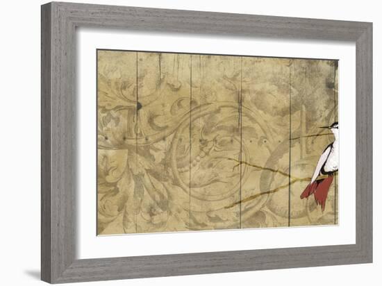 Bird on branch Horizontal 2-Jace Grey-Framed Art Print