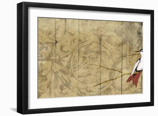 Bird on branch Horizontal 2-Jace Grey-Framed Art Print