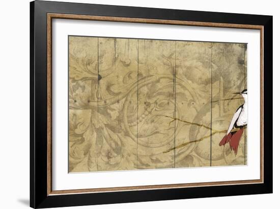 Bird on branch Horizontal 2-Jace Grey-Framed Art Print