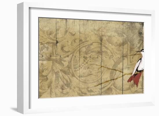 Bird on branch Horizontal 2-Jace Grey-Framed Art Print