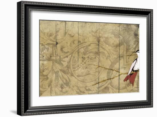 Bird on branch Horizontal 2-Jace Grey-Framed Art Print