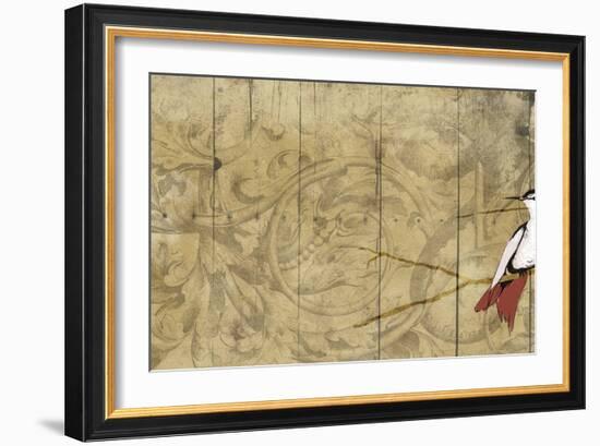 Bird on branch Horizontal 2-Jace Grey-Framed Art Print