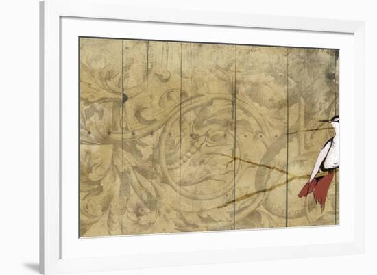 Bird on branch Horizontal 2-Jace Grey-Framed Art Print