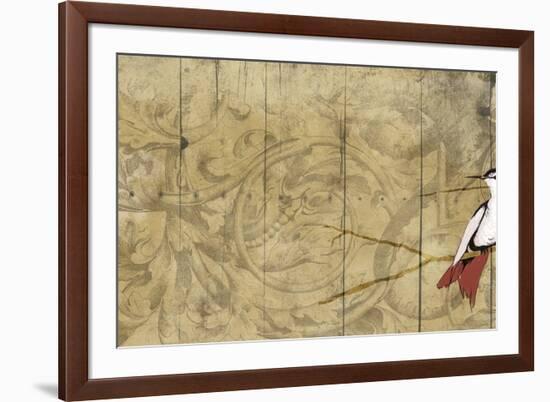 Bird on branch Horizontal 2-Jace Grey-Framed Art Print