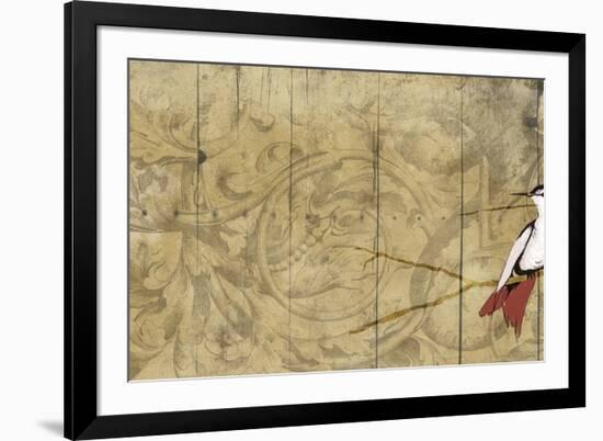 Bird on branch Horizontal 2-Jace Grey-Framed Art Print