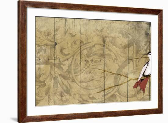 Bird on branch Horizontal 2-Jace Grey-Framed Art Print