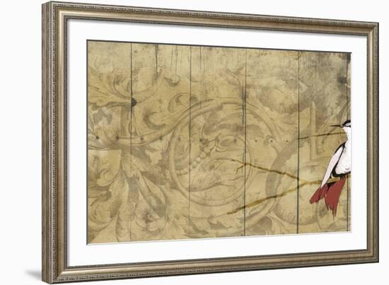 Bird on branch Horizontal 2-Jace Grey-Framed Art Print