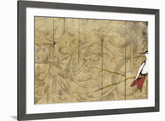 Bird on branch Horizontal 2-Jace Grey-Framed Art Print