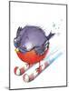 Bird on Candy Cane Skis-ZPR Int’L-Mounted Giclee Print