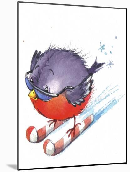 Bird on Candy Cane Skis-ZPR Int’L-Mounted Giclee Print