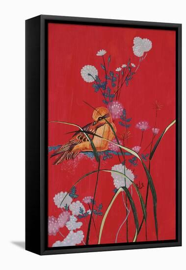 Bird on Red-Judy Mastrangelo-Framed Premier Image Canvas