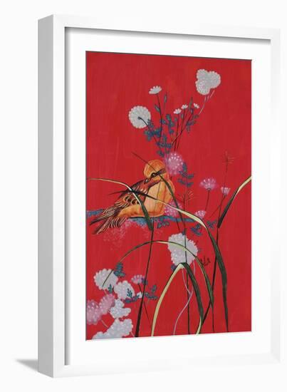Bird on Red-Judy Mastrangelo-Framed Giclee Print