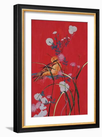 Bird on Red-Judy Mastrangelo-Framed Giclee Print