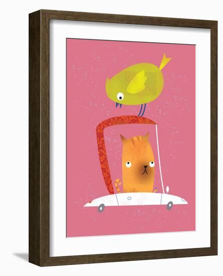 Bird on the roof of a cat's car-Harry Briggs-Framed Giclee Print