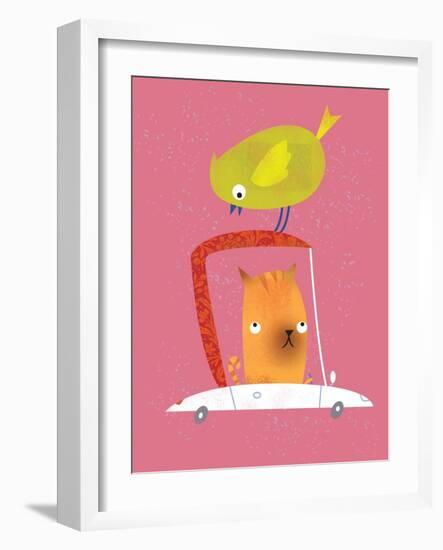 Bird on the roof of a cat's car-Harry Briggs-Framed Giclee Print