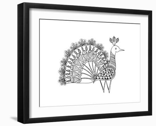 Bird Peacock 2-Neeti Goswami-Framed Art Print