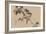 Bird Perched on a Branch from a Fruit Persimmon Tree.-Keibun Matsumura-Framed Art Print