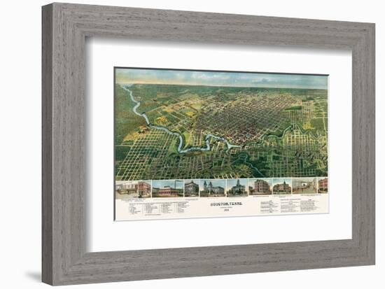 Bird’s Eye Map of Houston, Texas, 1891-null-Framed Giclee Print