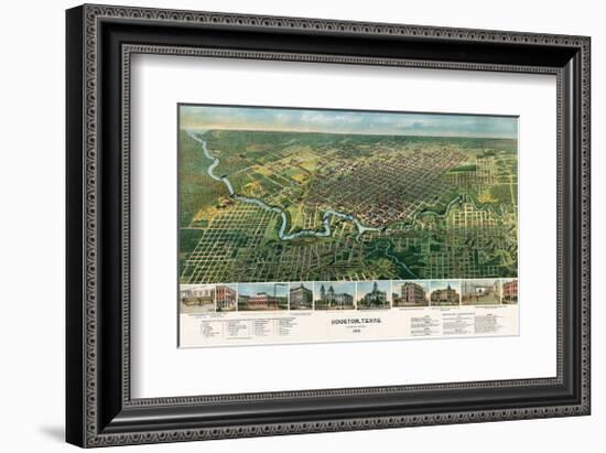 Bird’s Eye Map of Houston, Texas, 1891-null-Framed Giclee Print