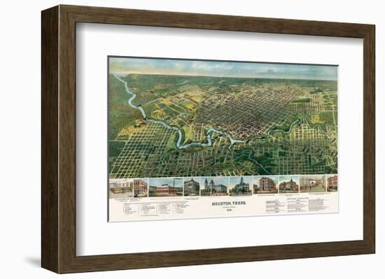 Bird’s Eye Map of Houston, Texas, 1891-null-Framed Giclee Print