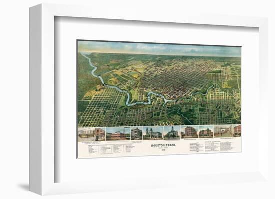 Bird’s Eye Map of Houston, Texas, 1891-null-Framed Giclee Print