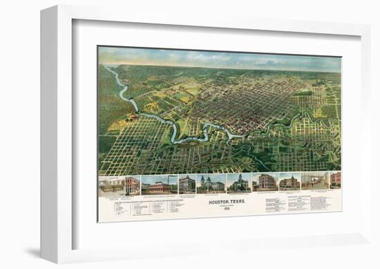 Bird’s Eye Map of Houston, Texas, 1891-null-Framed Giclee Print