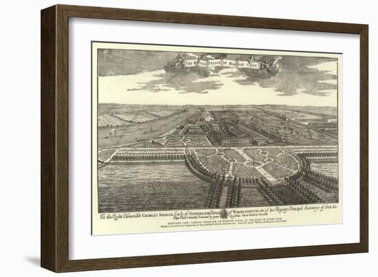 Bird'S-Eye View, Looking Westward, of Hampton Court, in the Reign of Queen Anne-null-Framed Giclee Print