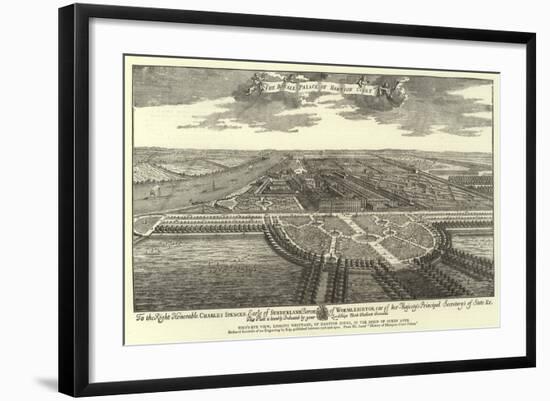 Bird'S-Eye View, Looking Westward, of Hampton Court, in the Reign of Queen Anne-null-Framed Giclee Print