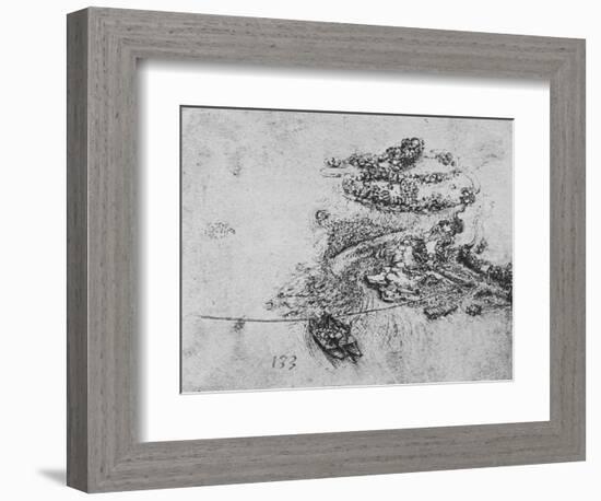 'Bird's-Eye View of a River with a Rope Ferry', c1480 (1945)-Leonardo Da Vinci-Framed Giclee Print