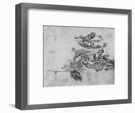 'Bird's-Eye View of a River with a Rope Ferry', c1480 (1945)-Leonardo Da Vinci-Framed Giclee Print