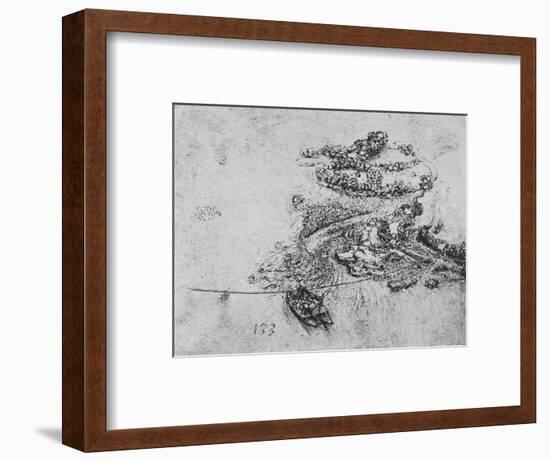 'Bird's-Eye View of a River with a Rope Ferry', c1480 (1945)-Leonardo Da Vinci-Framed Giclee Print