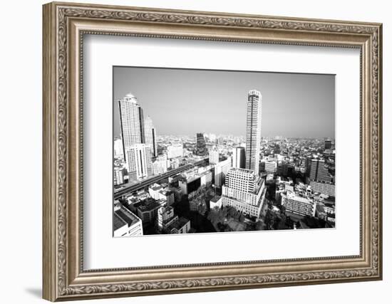 Bird's-Eye View of Bangkok, Thailand (Black and White Photo)-De Visu-Framed Photographic Print