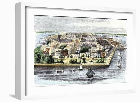 Bird's-Eye View of Charleston, South Carolina, in the Mid-19th Century-null-Framed Giclee Print