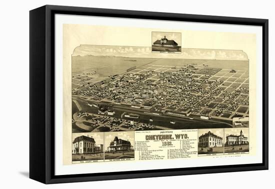 Bird's Eye View of Cheyenne, Wyo., County Seat of Laramie Co. 1882, USA, America-null-Framed Premier Image Canvas
