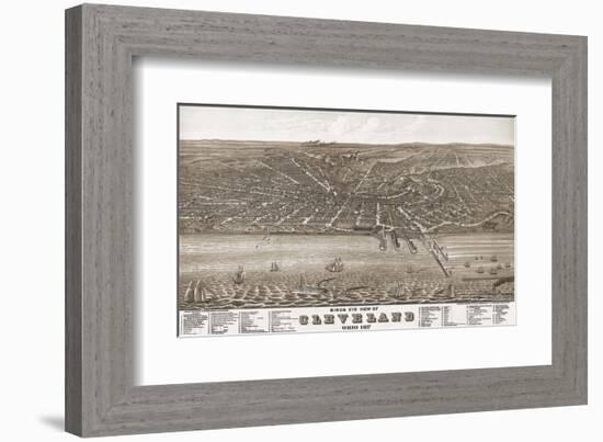 Bird’s Eye View of Cleveland, Ohio, 1877-A^ Ruger-Framed Art Print