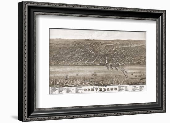 Bird’s Eye View of Cleveland, Ohio, 1877-A^ Ruger-Framed Art Print